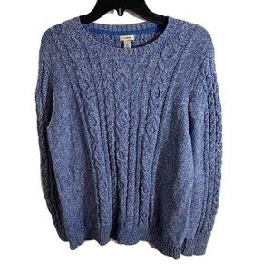 L.L. Bean Cable Knit Sweater XL Blue Marled Pullover
